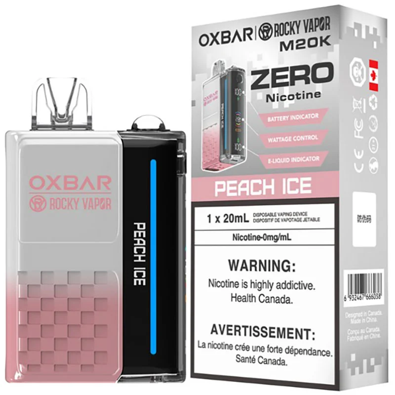 OXBAR x Rocky Vapor M20K Zero Nic OXBAR x Rocky Vapor M20K Zero Nic - Peach Ice