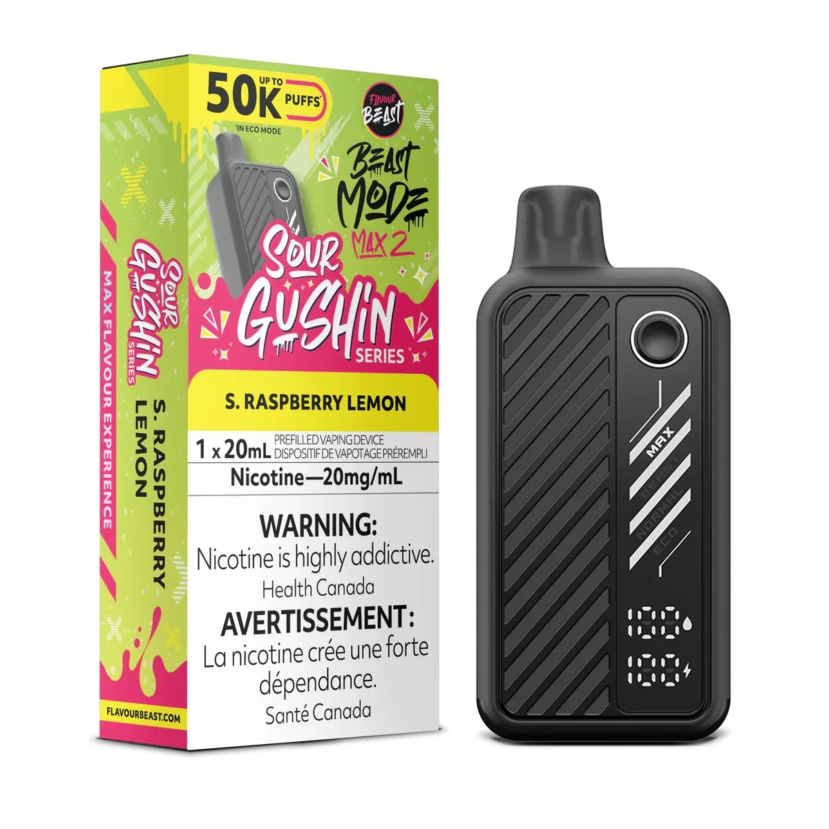 Flavour Beast Beast Mode Max 2 50K Flavour Beast Mode Max 2 50k - Sour Gushin' S. Raspberry Lemon
