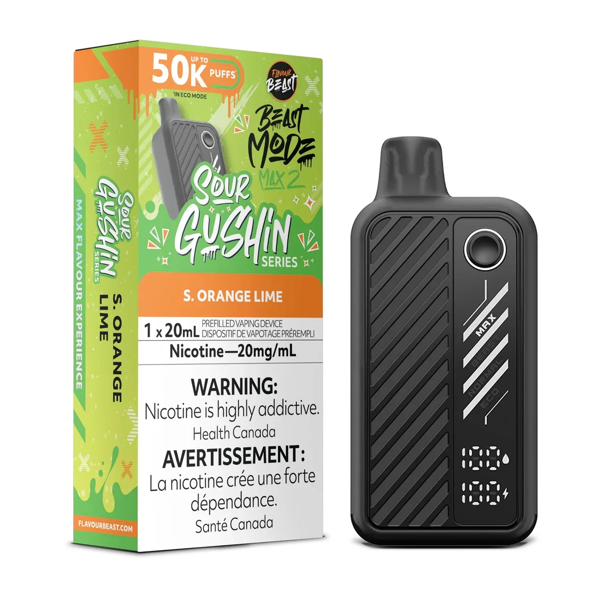 Flavour Beast Beast Mode Max 2 50K Flavour Beast Mode Max 2 50k - Sour Gushin' S. Orange Lime