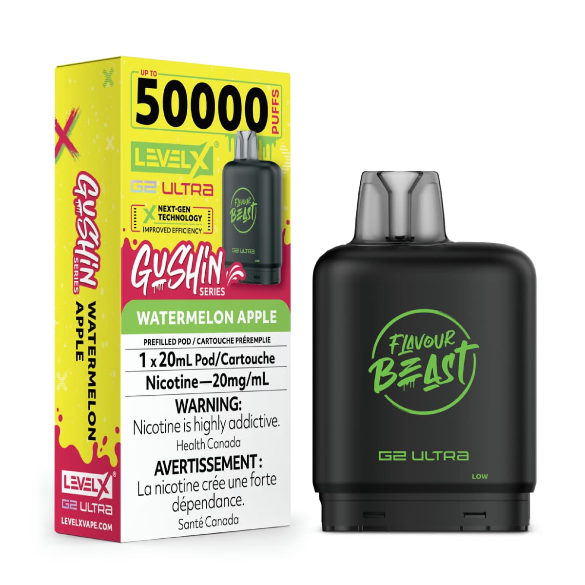 Level X Flavour Beast G2 Ultra 50K Pods Level X Flavour Beast Gushin' G2 Ultra 50k - Watermelon Apple