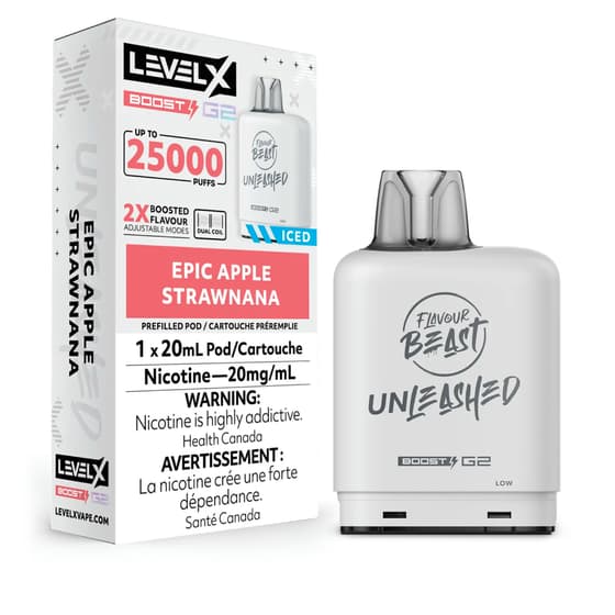 Level X Flavour Beast G2 Boost 25K Pods Level X Flavour Beast Unleashed G2 Boost 25k Pod - Epic Apple Strawnana Iced