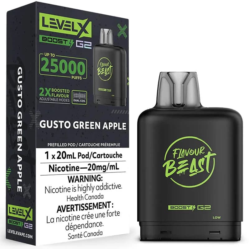 Level X Flavour Beast G2 Boost 25K Pods Level X Flavour Beast G2 Boost 25K Pod - Gusto Green Apple