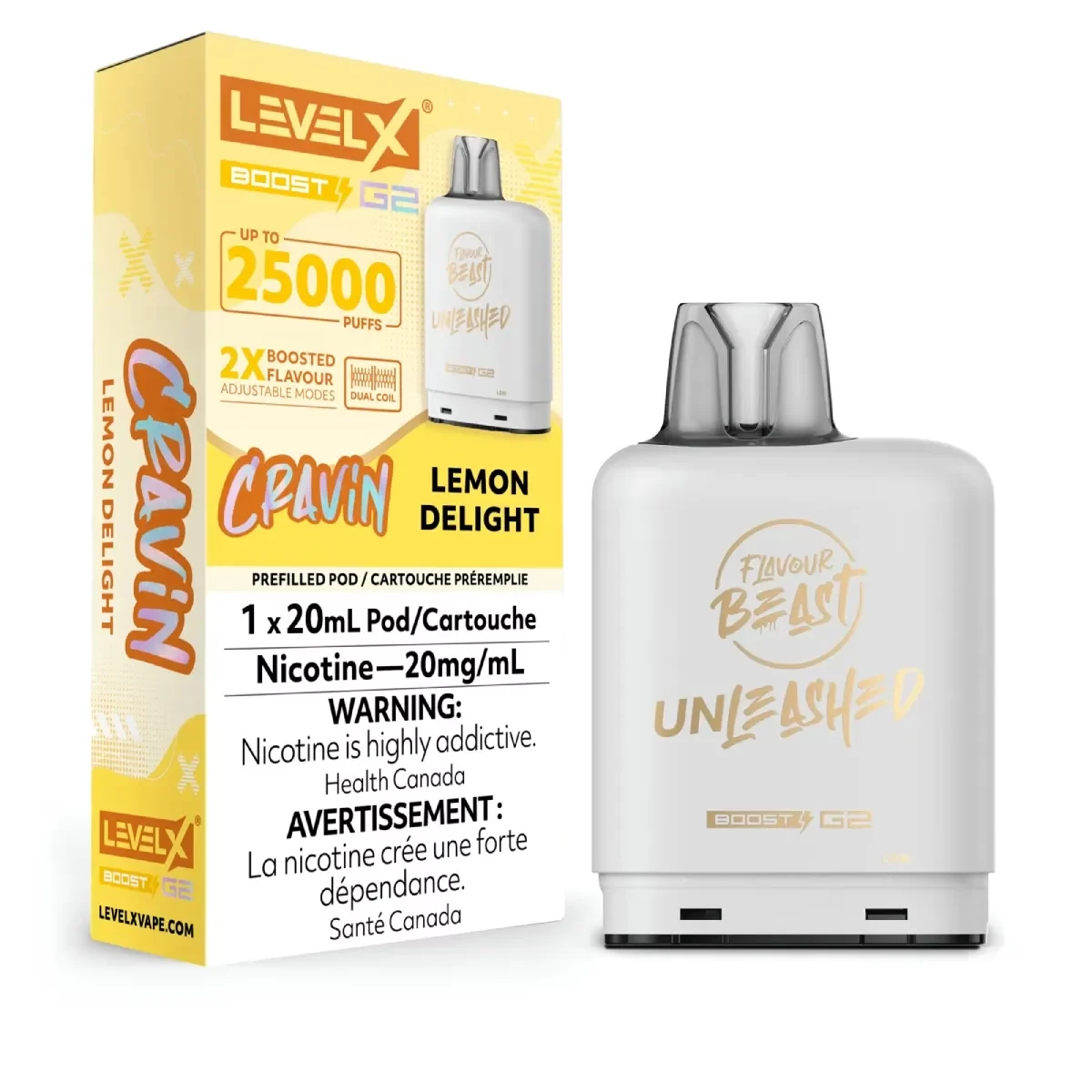 Level X Flavour Beast G2 Boost 25K Pods Level X Flavour Beast Cravin' G2 Boost 25K Pod - Lemon Delight
