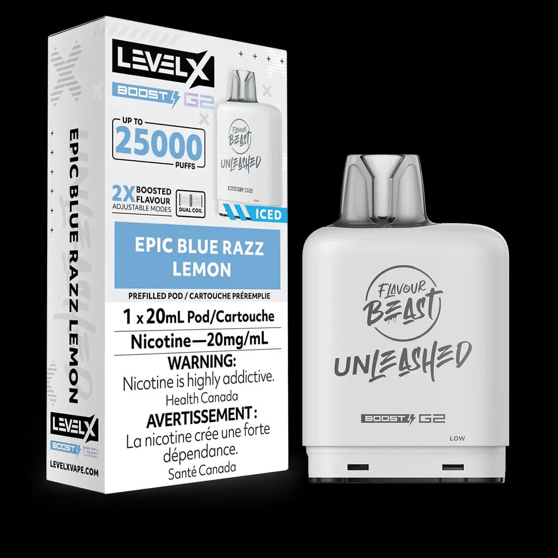 Level X Flavour Beast G2 Boost 25K Pods Level X Flavour Beast Unleashed G2 Boost 25K Pod 20ml - Epic Blue Razz Lemon