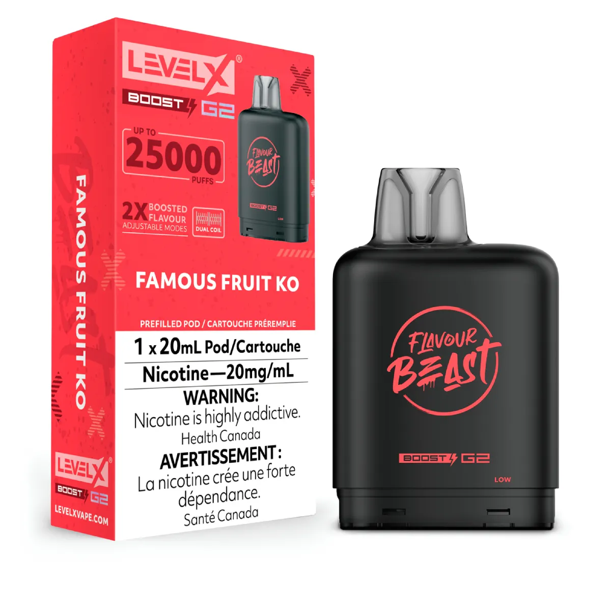 Level X Flavour Beast G2 Boost 25K Pods Level X Flavour Beast G2 Boost 25k Pod - Famous Fruit KO