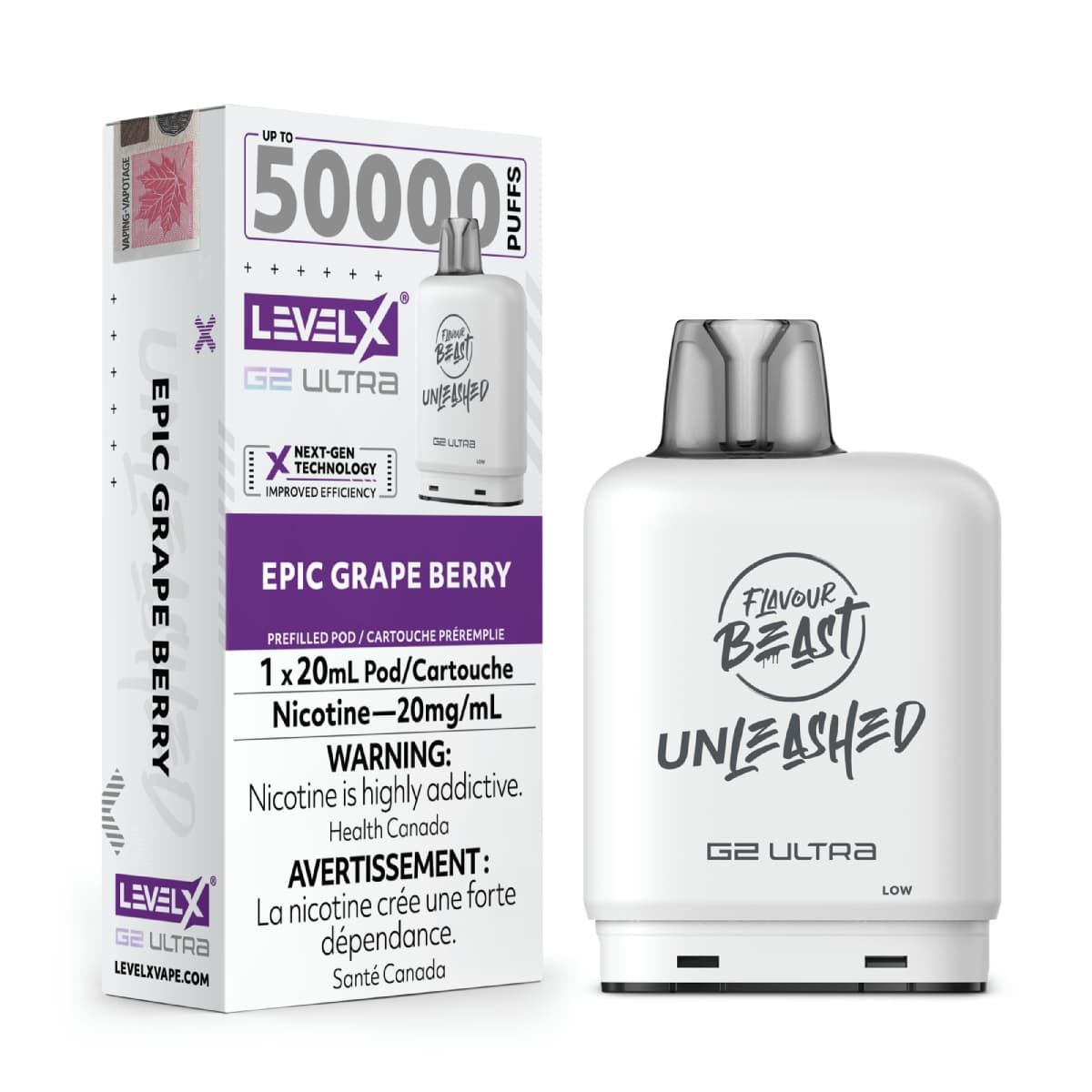 Level X Flavour Beast G2 Ultra 50K Pods Level X Flavour Beast Unleashed G2 Ultra 50k - Epic Grape Berry