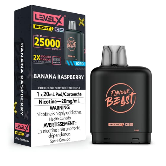 Level X Flavour Beast G2 Boost 25K Pods Level X Flavour Beast G2 Boost 25K Pod - Banana Raspberry Iced