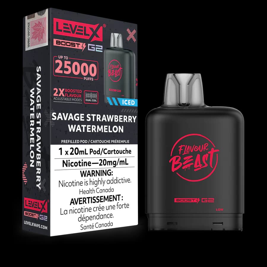 Level X Flavour Beast G2 Boost 25K Pods Level X Flavour Beast G2 Boost 25K Pod - Savage Strawberry Watermelon Iced