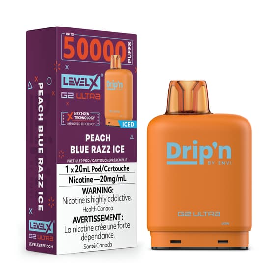 Level X Drip'n G2 Ultra 50K Pods Level X Drip'n G2 Ultra 50k - Peach Blue Razz Ice