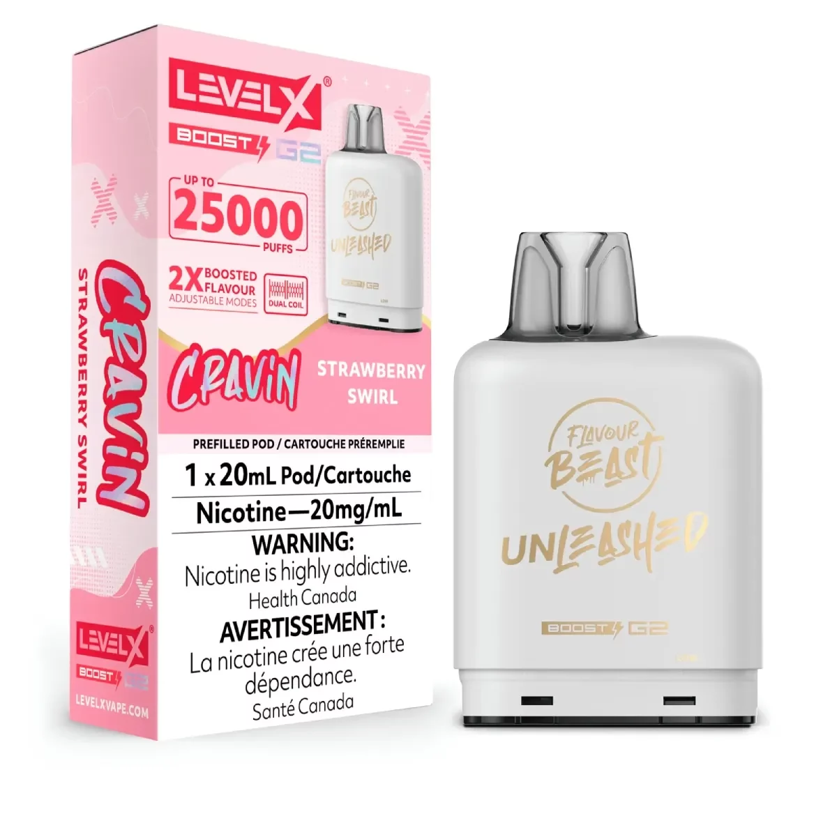 Level X Flavour Beast G2 Boost 25K Pods Level X Flavour Beast Cravin' G2 Boost 25K Pod - Strawberry Swirl