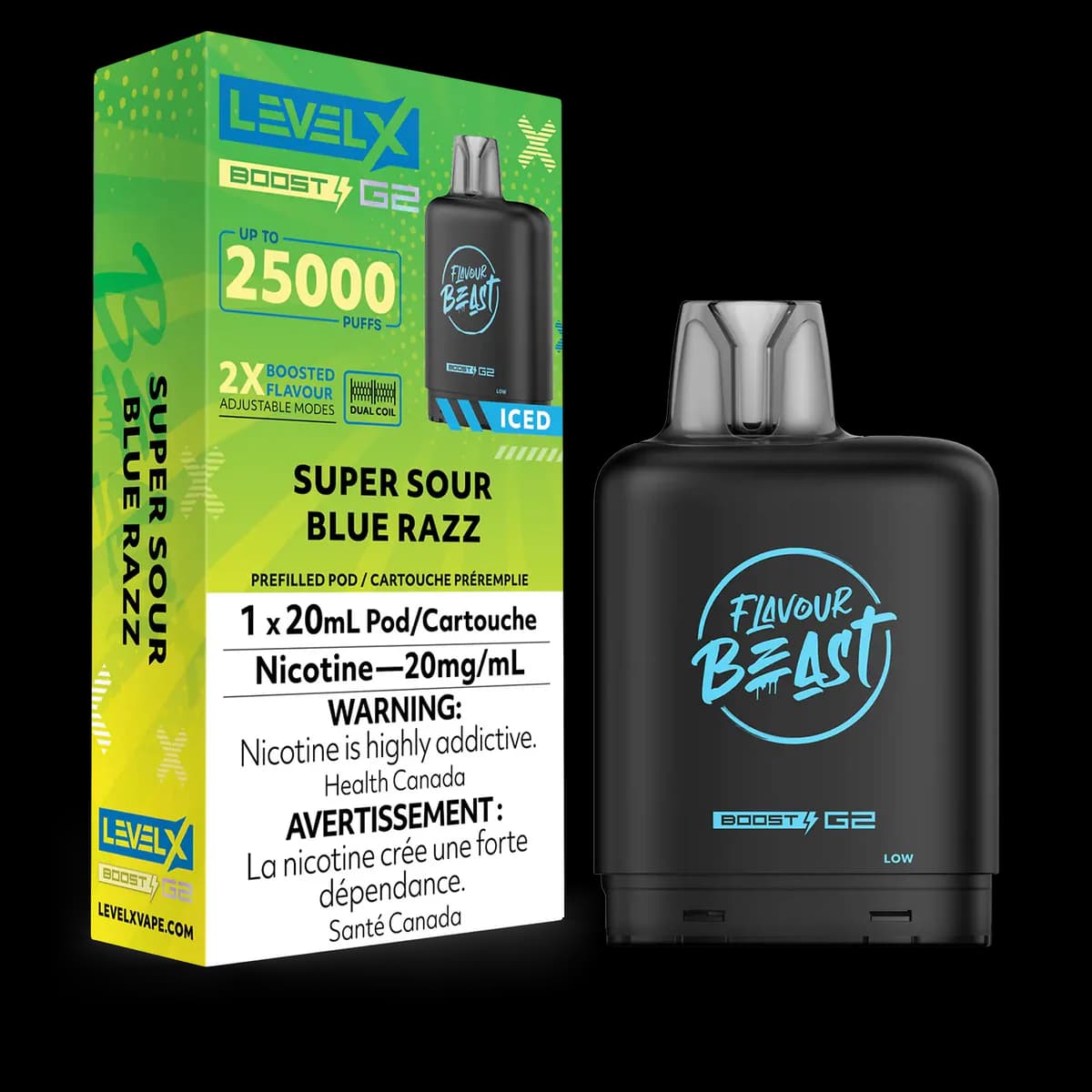 Level X Flavour Beast G2 Boost 25K Pods Level X Flavour Beast G2 Boost 25K Pod - Super Sour Blue Razz Iced