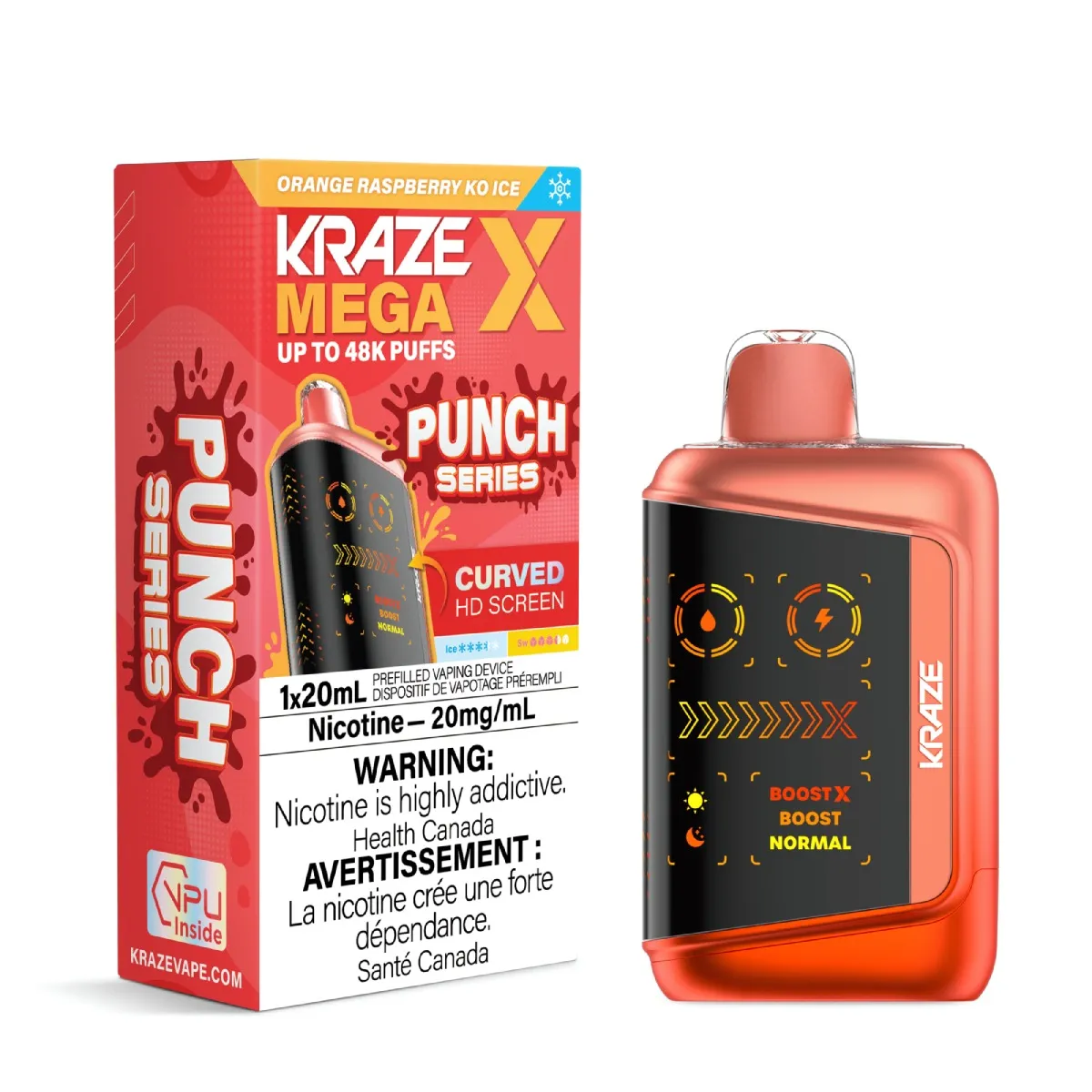 KRAZE Mega X 48K KRAZE Mega X Punch Series - Orange Raspberry KO Ice