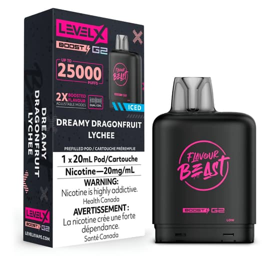 Level X Flavour Beast G2 Boost 25K Pods Level X Flavour Beast G2 Boost 25K Pod - Dreamy Dragonfruit Lychee Iced