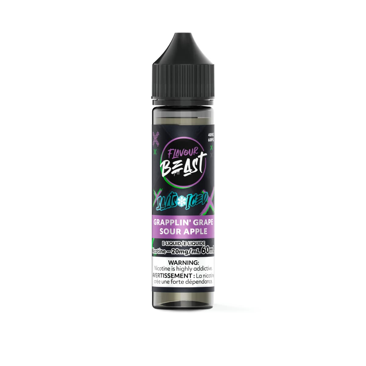 Flavour Beast 60ml Salt Flavour Beast - Grapplin' Grape Sour Apple Iced 60ml Salt