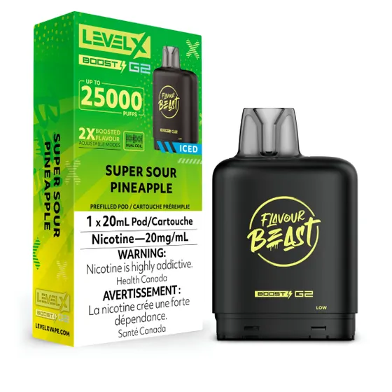 Level X Flavour Beast G2 Boost 25K Pods Level X Flavour Beast G2 Boost 25K Pod - Super Sour Pineapple Iced