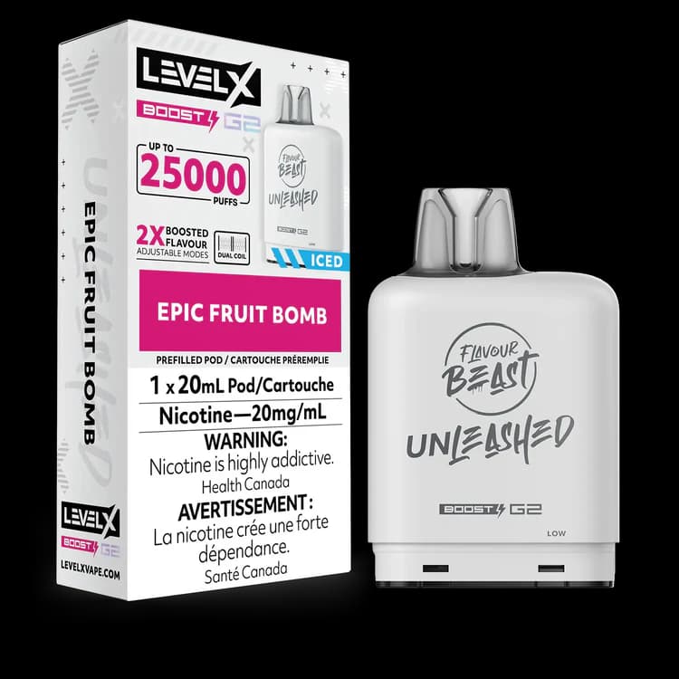 Level X Flavour Beast G2 Boost 25K Pods Level X Flavour Beast Unleashed G2 Boost 25K Pod 20ml - Epic Fruit Bomb